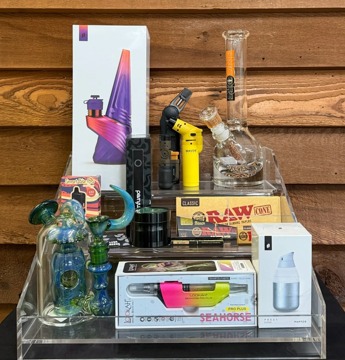 Glass, papers and accessories on display at Crystal Leaves in Spokane