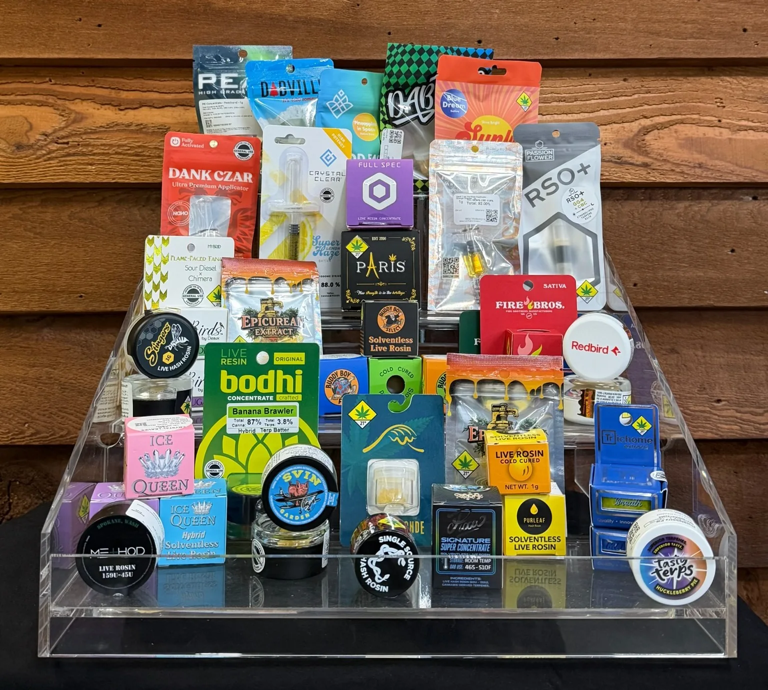 Cannabis concentrates on display at Crystal Leaves in Spokane
