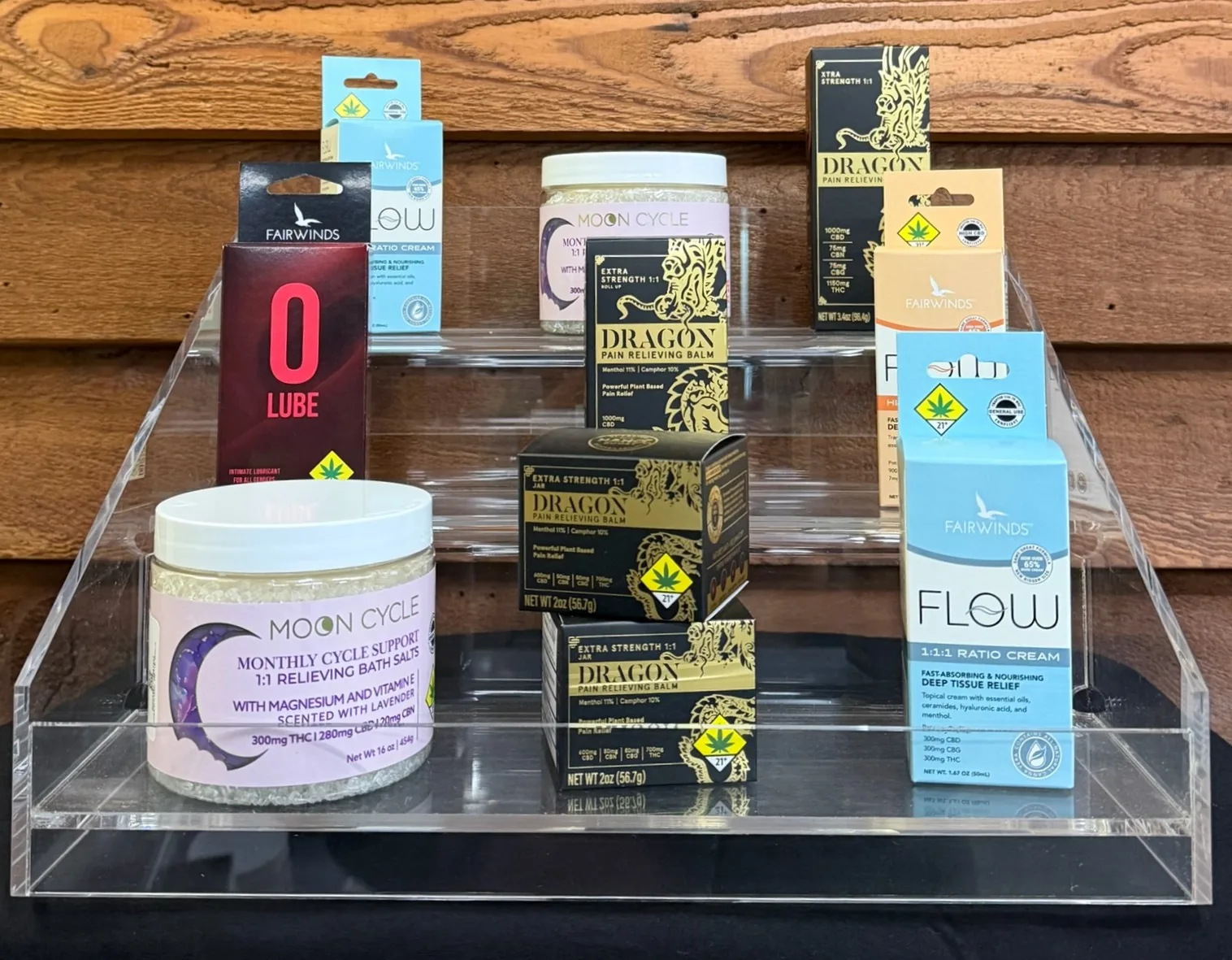 Cannabis topicals on display at Crystal Leaves in Spokane
