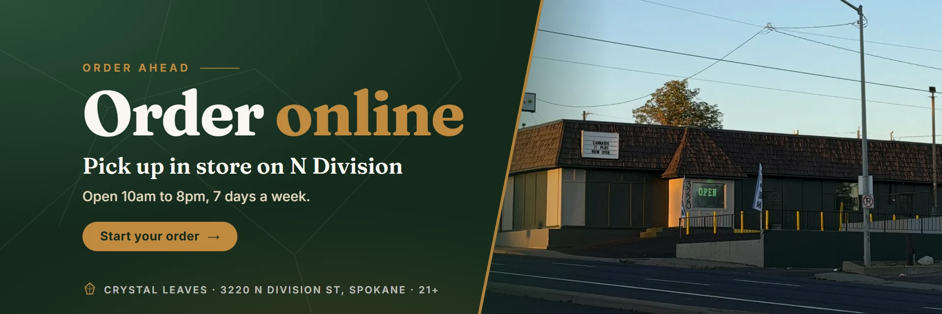 Order online and pick up in store at Crystal Leaves on N Division St, open 10am to 8pm daily.